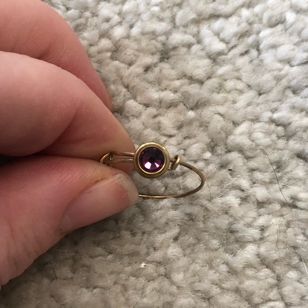 Alex & Ani amethyst Swarovski adjustable stacker ring